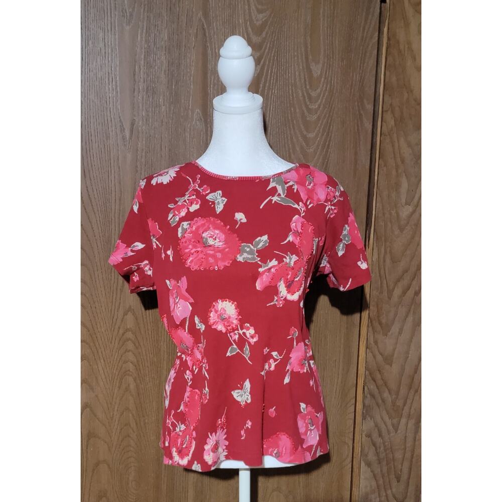 Imported Women’s Casual Red Flowered Blouse – Medium
